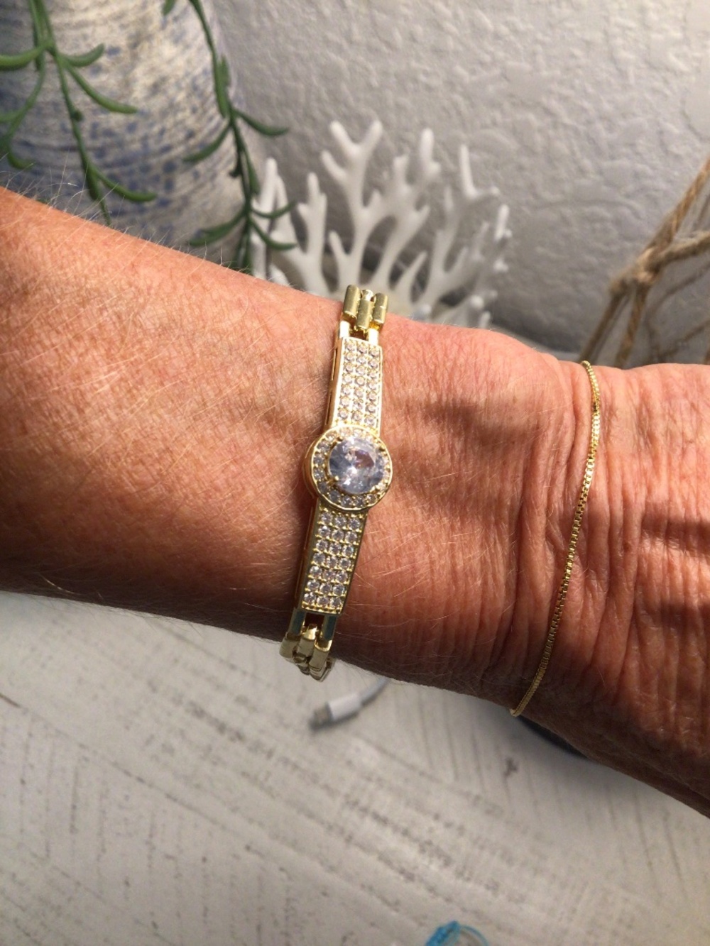 Cz link bracelet stainless steel